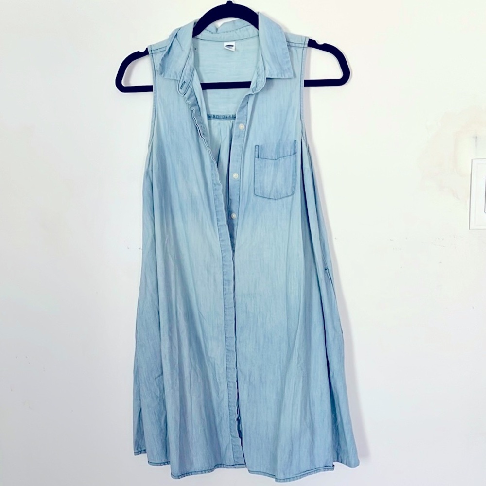 Sleeveless Light Blue Denim Dress
